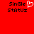 Red background with black pixelated text 'SinGle StAtUz' and a white heart symbol on the left side, identical text without the heart on the right.