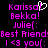 Pixelated text displays multiple phrases in bright pink on black background with a white heart symbol above 'Karissa'
