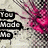 A pixelated image with pink floral elements and black text boxes containing phrases like "You Made Me" and "You Broke Me." The background is a textured beige pattern.