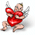 Pixelated static image of a cartoon angel with wings, wearing red lingerie and holding a large heart, in a kneeling pose on a white background.