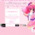 Pixelated static image of a pink-haired anime-style character in a white and purple outfit against a light pink background with blurred interface elements.