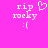 Pixelated text and symbols on a bright pink background with a heart symbol appearing in one frame.