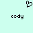 A pixelated heart symbol above two identical text labels on a light cyan background.