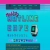Pixelated blue background with pink top border, featuring a central cluster of small square icons including abstract shapes and a green-and-black device-like icon.