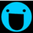 A blue circular face with black eyes and mouth appears in three states: two identical static views and one with 'HI' text and ellipsis overlay.
