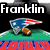 Pixelated icon shows a football helmet with red white and blue stripes on green turf, next to a brown football, with text 'Franklin' above left and 'Chargers' above right.