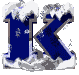 Blue K-shaped icon with snow and ice effects, animated to show melting and dripping water