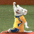 A 4-frame animated contact sheet showing a cartoon mouse character in yellow and blue sports attire on the left, with green text "Original Icons .com" on a dark background to the right.