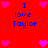 Red background with blue text reading "I love Taylor" and pink heart icons arranged in a pattern