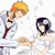 Pixelated anime-style icon shows a couple in wedding attire holding hands, with the man leaning toward the woman against a white background.