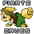 A 4-frame contact sheet of a pixelated cartoon character in pirate attire crawling, with text labels above and below each frame.