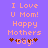 Pixelated text on purple background reads 'I Love U Mom! Happy Mothers Day!' with brown and gray heart symbols.