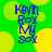 Blue text reading 'Kevin Roy Mu Sox' on a green background with yellow circles, animated to shift positions.