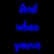 Blue and purple text on black background with gray rectangle at bottom, displaying lyrics from a song.