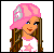 A 3x3 contact sheet of pixel art frames showing a cartoon girl in pink attire and text variations reading "NEWYORK BABE" on pink backgrounds.
