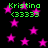 Green text reading 'Kristina (33333)' repeats across a black background filled with pink stars.