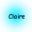 Four identical light blue circular icons with the name "Claire" in black pixelated text centered on each.