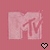 A 3x2 contact sheet of six animated frames showing a pink MTV logo with pixelated hearts and vertical white lines on a solid pink background.