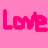 Pixelated pink text "Love Pink" dominates a bright pink background with a white rectangular section containing "PINK" and a dog silhouette.