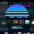 Pixelated static image showing a blue and purple gradient shape above a horizontal white bar, with multiple small square thumbnails below on dark background.