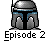 Animated contact sheet of 14 pixel-art frames showing a Star Wars-themed character sequence with consistent text labels and motion effects on a gray background.