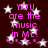 Dark red background with white stars and pink text reading "YOU are the music in ME!" repeated in a pattern