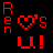 Red pixelated text and heart symbol on black background in a 48x48 static buddy icon format.