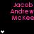 Pink text 'Jacob Andrew McKee' repeated across a black background with white star icons in varying quantities per section.