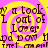 Yellow spiral background with repeated text 'I look out of Lover' and partial words in dark brown, arranged in a pattern
