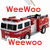 Red firetruck image with "WeeWoo" text above and below, and "this is my FIRETRUCK!" text in adjacent sections.