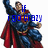 Superman figure in blue and red costume with yellow belt, raising right arm against white background; text changes across frames.