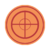 Circular orange emblem with concentric rings and a crosshair design at center, rendered in pixelated style.