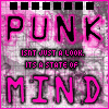 nine identical punk-themed icons with pink and black text on a pixelated background, each displaying "PUNK ISN'T JUST A LOOK. IT'S A STATE OF MIND"