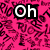 A static image with a bright pink background covered in repeating dark purple 'P' characters, featuring bold white text reading "Oh" and "Snap!" on black outlines.