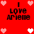Red background with pixelated text "I Love Arielle" and heart symbols in pink and white, arranged in a pattern with alternating heart colors