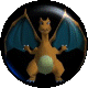 Animated sequence of a cartoon dragon with orange body, blue wings, and green belly in circular frames showing rotation from front to side views.