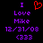 Pixelated text and symbols on black background with red heart symbol above 'I Love Mike' text.
