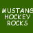 Green background with white text 'MUSTANG HOCKEY ROCKS' in four , each highlighting different words on yellow bars