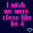 Pixelated text in bright pink on dark blue background with cyan heart symbol, showing two identical frames side-by-side.