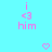 Pixelated pink text and symbols on cyan background with two identical static sections and one animated heart.