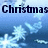 Blue background with white snowflakes and dark blue text reading "Christmas time is here yay!!" in pixelated font.