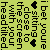 Static pixel art on light green background with black blocky text and two solid black shapes resembling abstract figures or symbols.