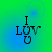 Animated icon displays 'I LUV U' text with a green-to-blue gradient background, showing subtle pixel-level animation changes