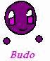 Purple circular character with two distinct facial expressions, one with wide eyes and the other with closed eyes and a smiling mouth.