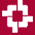 A static icon features a white geometric shape with four arms extending from a central square on a solid red background.