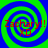Four identical display a blue and green spiral background with red text reading "Zachary!! XD" in each