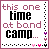 six identical pixel-art icons with text "this one time at band camp..." bordered by dotted lines and small heart symbols
