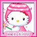 A pink-bordered of Hello Kitty icons with gray backgrounds, each displaying the character in a pink headscarf holding a flower and labeled 'Hellokitty' at the bottom