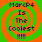 Four identical pixelated display orange spiral patterns on green backgrounds with text reading "MarcP4 Is The Coolest !!!!" in black block letters