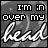 nine identical grayscale images showing pixelated text 'I'm in over my head' with a swirling background pattern